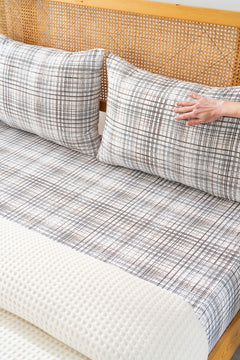 Ensemble de Draps En Coton Blanc Cassé - 4 Pièces