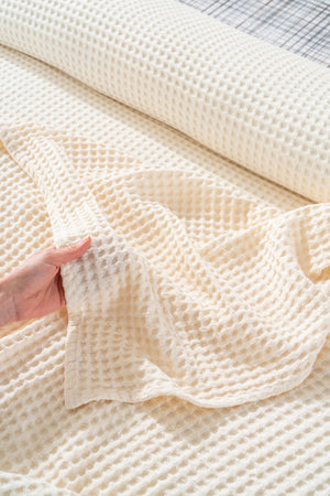 Ensemble de Draps En Coton Blanc Cassé - 4 Pièces