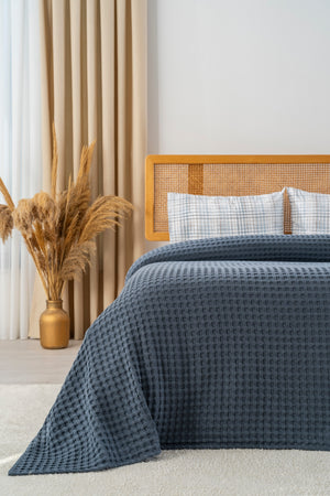 Ensemble de Draps En Coton Bleu - 4 Pièces