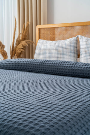 Ensemble de Draps En Coton Bleu - 4 Pièces