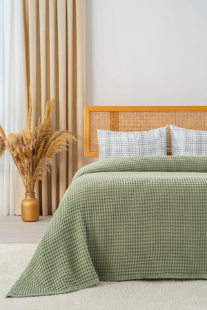 Ensemble de Draps En Coton Vert - 4 Pièces