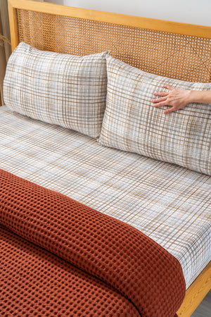 Ensemble de Draps En Coton Bordeaux - 4 Pièces