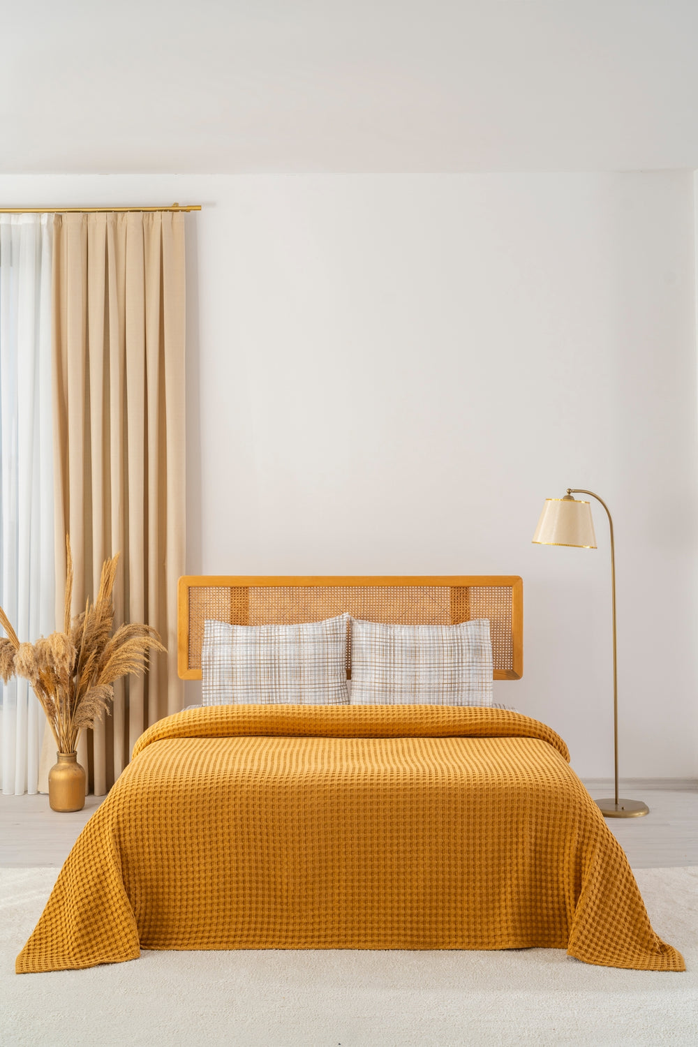 Ensemble de Draps En Coton Moutarde - 4 Pièces