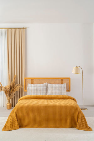 Ensemble de Draps En Coton Moutarde - 4 Pièces