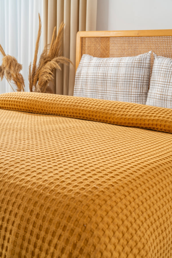 Ensemble de Draps En Coton Moutarde - 4 Pièces
