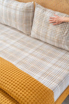 Ensemble de Draps En Coton Moutarde - 4 Pièces