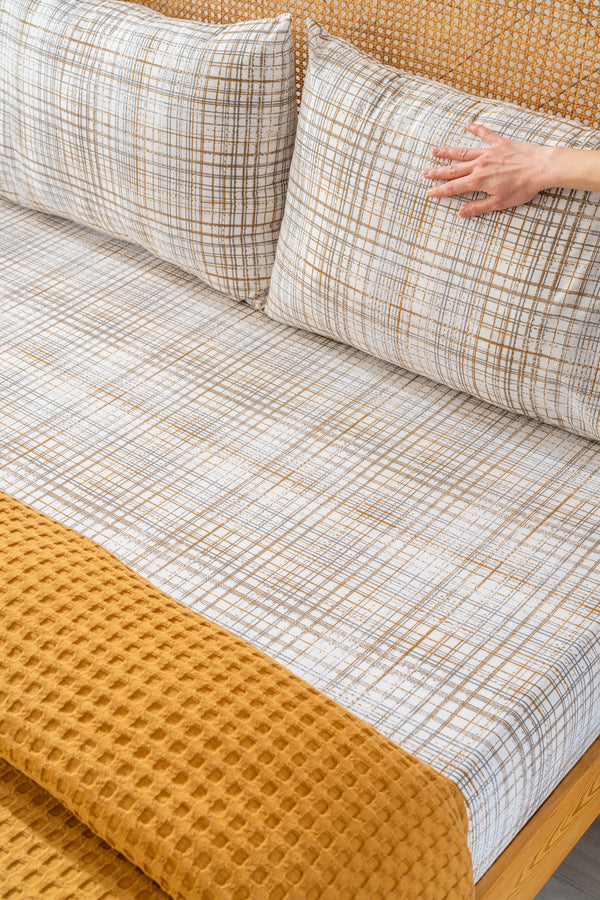 Ensemble de Draps En Coton Moutarde - 4 Pièces