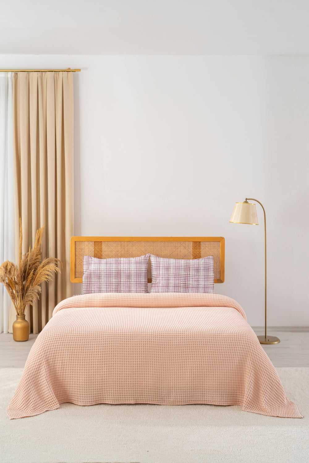 Ensemble de Draps en Coton Saumon - 4 Pièces