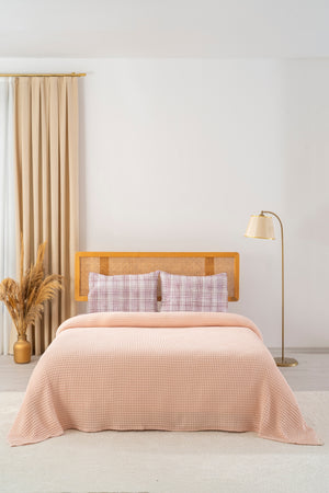Ensemble de Draps en Coton Saumon - 4 Pièces