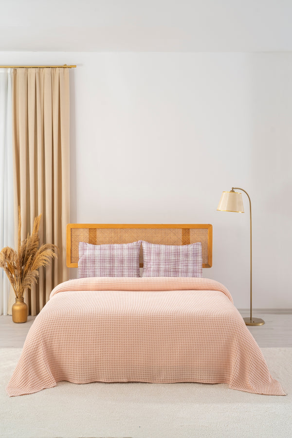 Ensemble de Draps en Coton Saumon - 4 Pièces