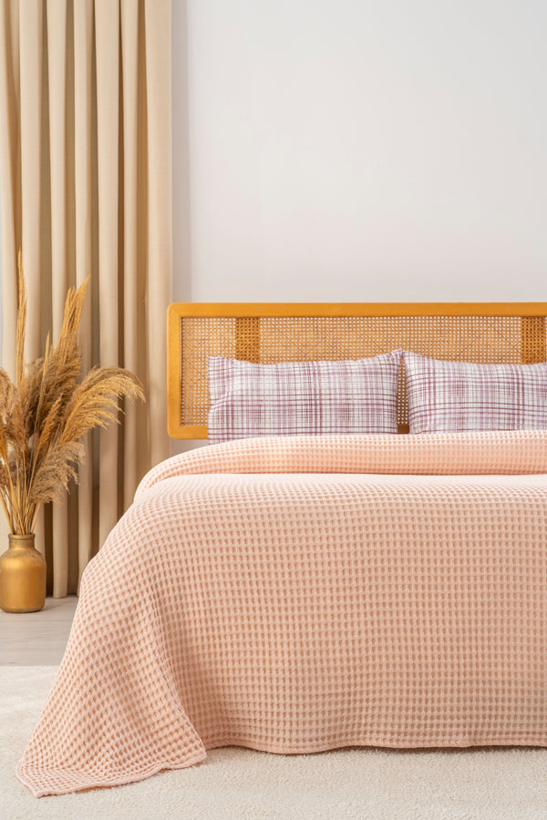 Ensemble de Draps en Coton Saumon - 4 Pièces