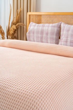 Ensemble de Draps en Coton Saumon - 4 Pièces