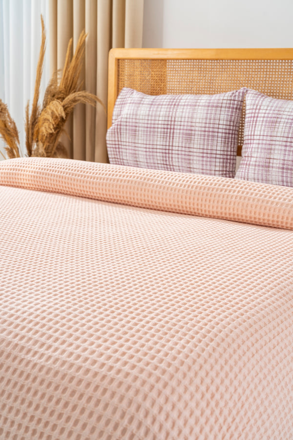 Ensemble de Draps en Coton Saumon - 4 Pièces