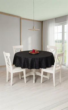 Nappe Ronde Jacquard Noir - 160 cm