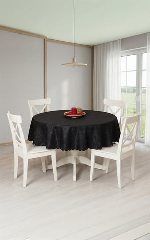 Nappe Ronde Jacquard Noir - 160 cm