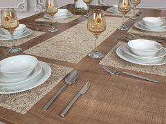 Victoria Ensemble 7 Pièces Brodé Beige (6 Sous-Plats + Chemin)