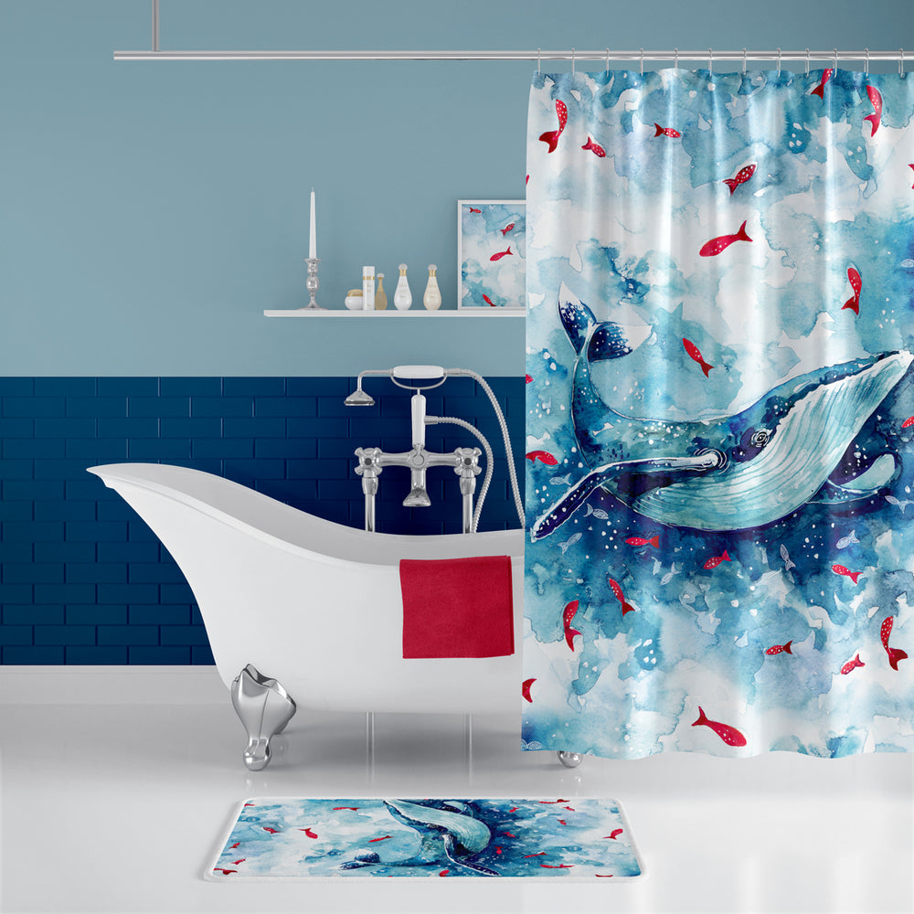 Rideau de Douche Whale Imprimé Imperméable 180 * 200cm