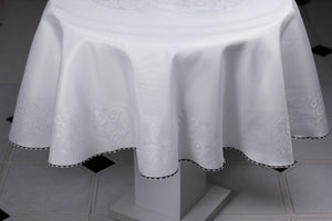 Nappe Ronde Jacquard Blanc - 160 cm