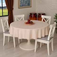 Nappe Ronde Jacquard Beige - 160 cm