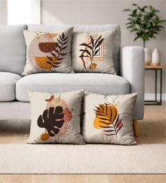 Lot De 4 Housses De Coussin Feuilles De Printemps - 43x43 cm