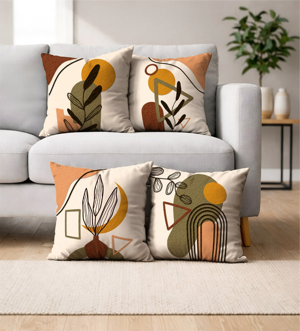 Lot De 4 Housses De Coussin Imprimées Géométrique - 43x43 cm
