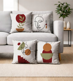 Lot De 4 Housses De Coussin Imprimées Female Line - 40x40 cm