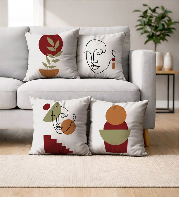 Lot De 4 Housses De Coussin Imprimées Female Line - 40x40 cm