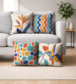 Lot De 4 Housses De Coussin Imprimées SPLASH- 43x43 cm