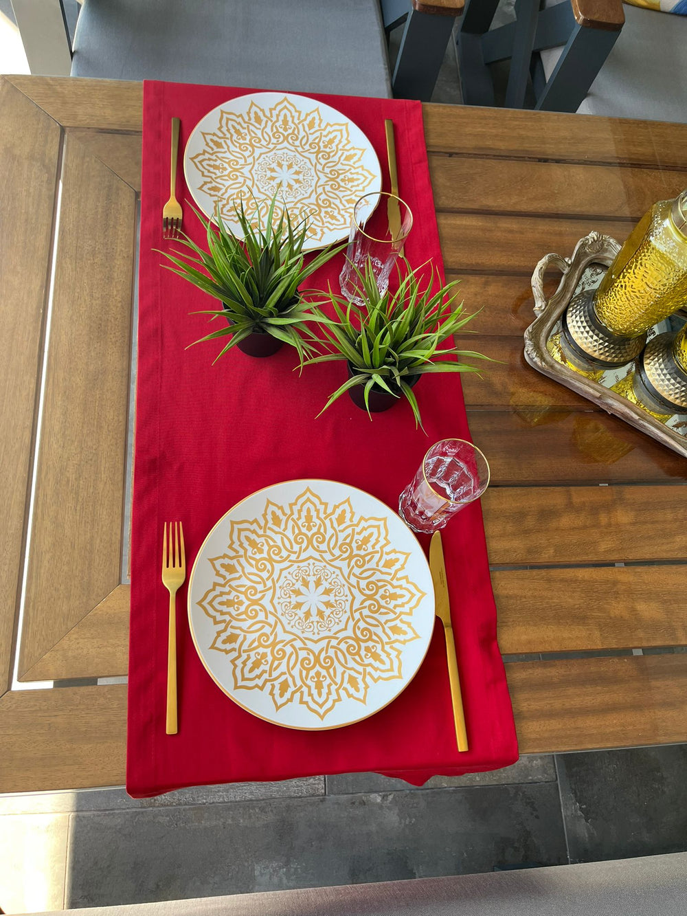 Chemin De Table Polycoton Rouge - 40x140 cm
