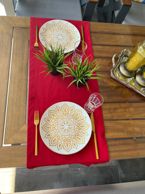 Chemin De Table Polycoton Rouge - 40x140 cm