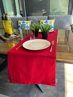 Chemin De Table Polycoton Rouge - 40x140 cm