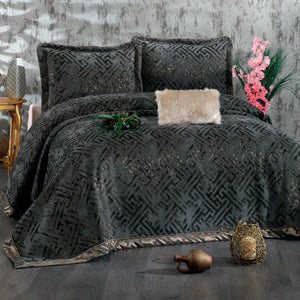 Diamond Couvre-Lit Gris Anthracite - 4 Pièces