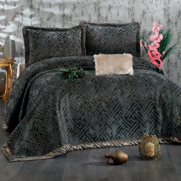 Diamond Couvre-Lit Gris Anthracite - 4 Pièces