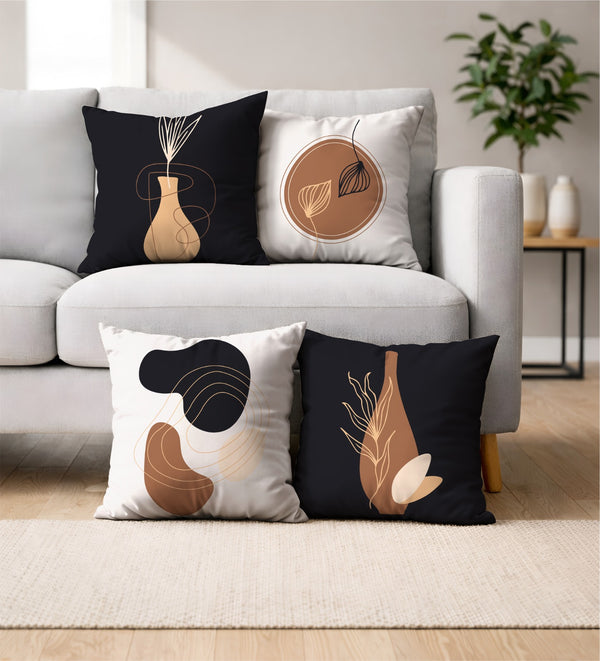 Lot De 4 Housses De Coussin Imprimées Géometrique - 40x40cm