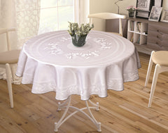 Nappe Ronde Jacquard Blanc - 160 cm