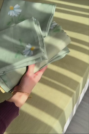 Ensemble de housse de couette double yeşil  papatya