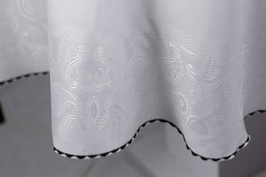 Nappe Ronde Jacquard Blanc - 160 cm