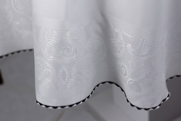 Nappe Ronde Jacquard Blanc - 160 cm