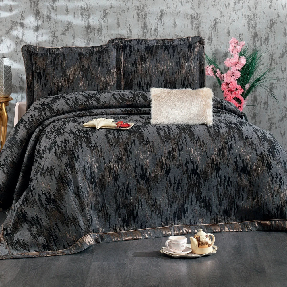 Couvre-Lit STELLA Gris anthracite 7 pièces