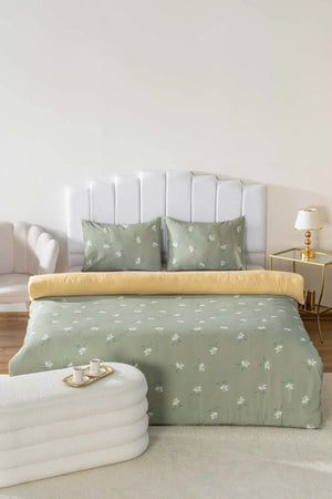 Ensemble de housse de couette double yeşil  papatya
