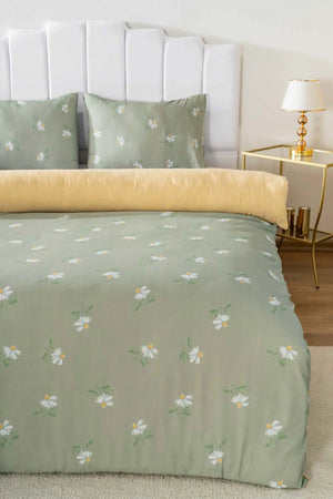 Ensemble de housse de couette double yeşil  papatya