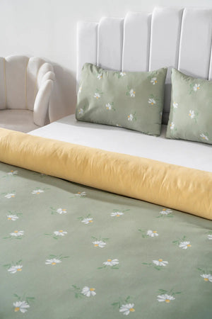 Ensemble de housse de couette double yeşil  papatya