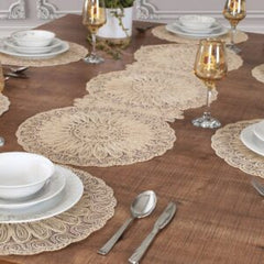 Venezia Ensemble 7 Pièces Beige (6 Sous-Plats + Chemin)