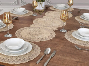 Venezia Ensemble 7 Pièces Beige (6 Sous-Plats + Chemin)