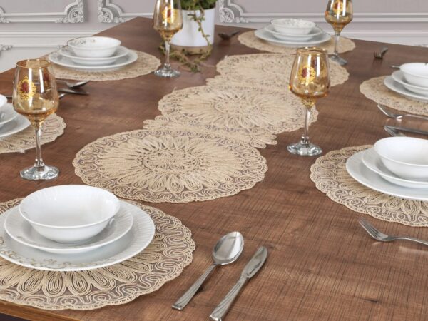 Venezia Ensemble 7 Pièces Beige (6 Sous-Plats + Chemin)