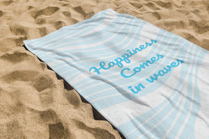 Serviette De Bain Imprimée Bonheur Bleue - 70x150 cm