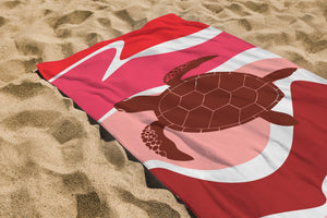 Serviette De Bain Imprimée Tortue Bordeaux - 70x150 cm