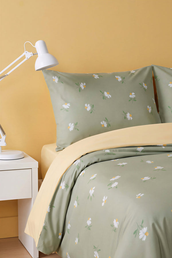 Ensemble De Housse De Couette Double Yeşil Papatya